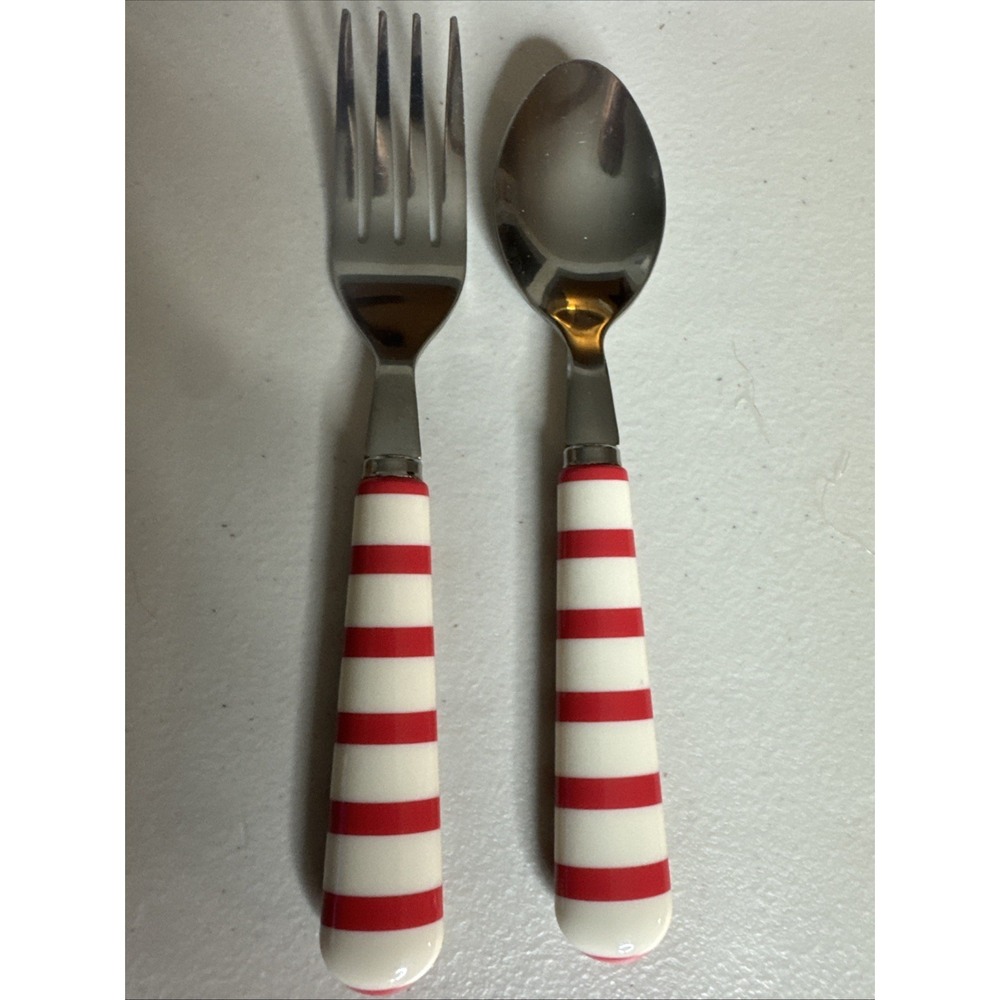 Disney  Pottery Barn Christmas Candy Cane Utensil holiday Seuss party Fork Spoon